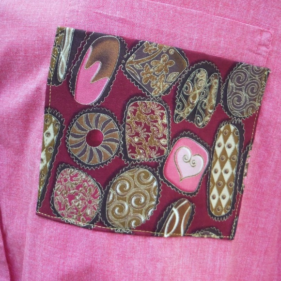 Elegant Chocolates on Long Organic Pink 2X Top - Picture 5 of 6